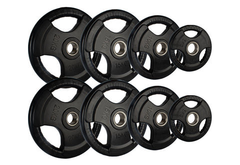 Olympic Rubber Tri-Grip Plate and Optional Barbell Sets