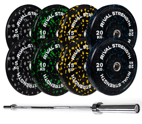 Rival Olympic Colour Splash Bumper Plate and Optional Barbell Sets