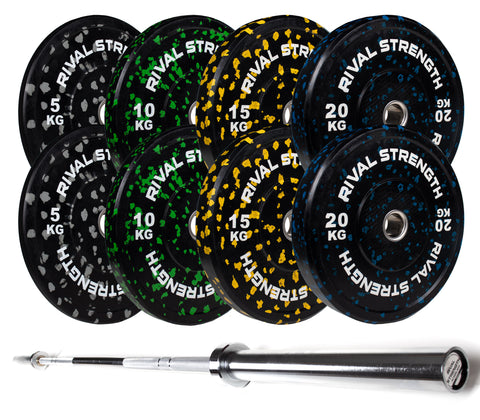 Rival Olympic Colour Splash Bumper Plate and Optional Barbell Sets