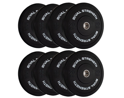 Rival Olympic Black Bumper Plate and Optional Barbell Sets