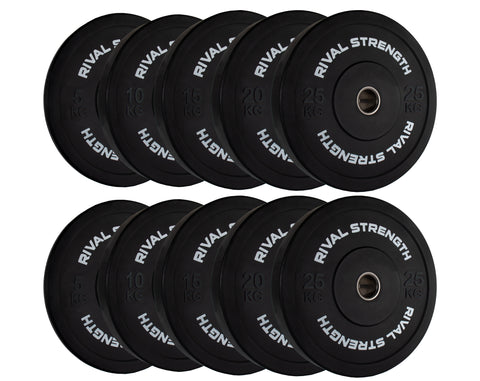 Rival Olympic Black Bumper Plate and Optional Barbell Sets