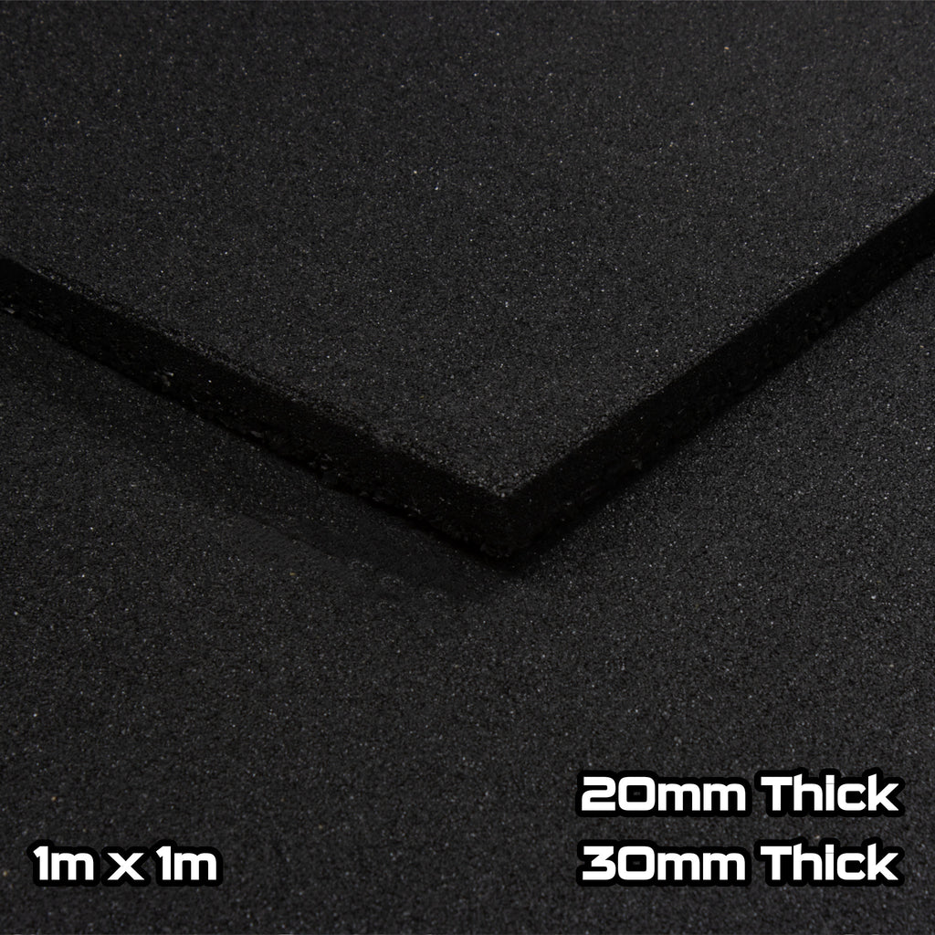 Black Rubber SBR Gym Floor Tiles (1m x 1m) (20/30mm)