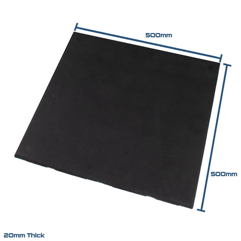 Rival Black Premium Interlocking Rubber Gym Floor Tiles with Connectors (500mm x 500mm) (20mm)