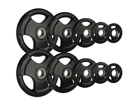 Olympic Rubber Tri-Grip Plate and Optional Barbell Sets