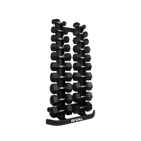 Rival Front-Facing 10 pair Commercial Vertical Hex Dumbbell Storage Rack