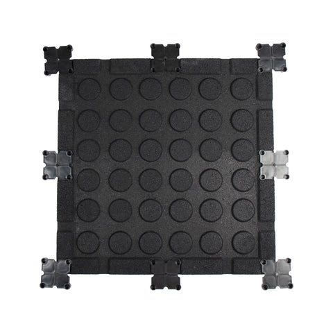 Rival Black Premium Interlocking Rubber Gym Floor Tiles with Connectors (500mm x 500mm) (20mm)