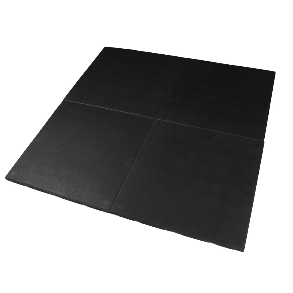 Rival Black Premium Interlocking Rubber Gym Floor Tiles with Connectors (500mm x 500mm) (20mm)